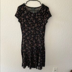 Ralph Lauren Black and Tan Ruffled Midi Dress